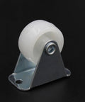 White Plate Caster Wheels PP Nylon 12 Pcs Inch for Furniture, single white caster wheel with metal base, smooth rolling design.