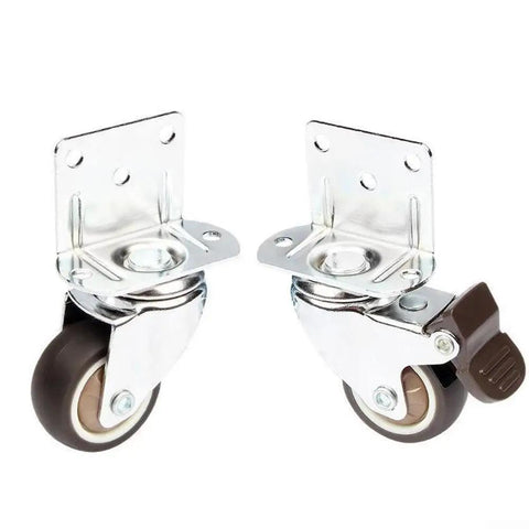 Silent Furniture Caster 20kg Capacity TPE Wheel(1.5 Inch With Brake) shown from a front angle, featuring a chrome metal base and brown wheel.