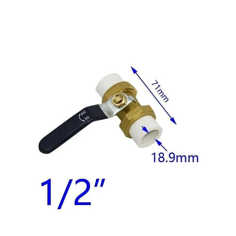 Rock Solid PPR Brass Ball Valve Featuring Smooth Twist Handle And Leak Free Flow Control For 20 25 And 32 Mm Piping Runs, 1/2 inch size.