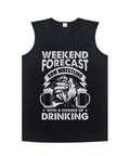 Lightweight Cotton Muscle Tank Top For Guys, Breathable Slim Fit Sleeveless Undershirt With Moisture Wicking, Tagless Gym Workout Vest For Summer Fitness And Straight Up Comfy Daily Grind, black with humorous graphic.