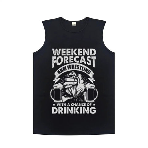 Lightweight Cotton Muscle Tank Top For Guys, Breathable Slim Fit Sleeveless Undershirt With Moisture Wicking, Tagless Gym Workout Vest For Summer Fitness And Straight Up Comfy Daily Grind, black with humorous graphic.