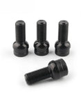 Stylish Black Alloy Lug Nuts For Audi A3 A4 A5 That Look Sick And Secure Wheels With 14x1.5 Specs Includes Key For Theft Protection And Heavy Duty Corrosion Resistance You Will Love The Ride. Black alloy lug nuts set with one lying down