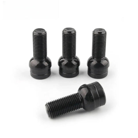 Stylish Black Alloy Lug Nuts For Audi A3 A4 A5 That Look Sick And Secure Wheels With 14x1.5 Specs Includes Key For Theft Protection And Heavy Duty Corrosion Resistance You Will Love The Ride. Black alloy lug nuts set with one lying down