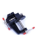Compact Mini Vise Clamp With A Rock Solid Hold For Woodworking Carving And Jewelry Diy Tasks Dead Simple Table Clip Mount Black Finish side view of small black clamp with red handles