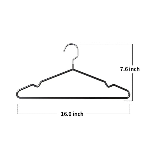 Non Slip Metal Hangers For Suits And Coats With Rubber Coating Chrome And Black Friction Hangers 16 Inch Wide Heavy Duty 5 Gauge Wire Notched Shoulders