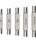 Grab This Awesome 5 Piece Broken Head Taps Set With Double Ended Design To Extract Screw Threads For M3 M5 M6 M8 And M10 Sizes Made From Durable Alloy Steel Perfect For Auto Repair Or Home Workshop DIY Tasks Today. 5-piece alloy steel broken screw extractor set, double-ended, sizes #1 to #5
