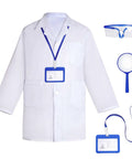 Kids Doctor Scientist Costume Kit With Lab Coat Goggles ID Card Magnifying Glass For Halloween Dress Up Blue XS
