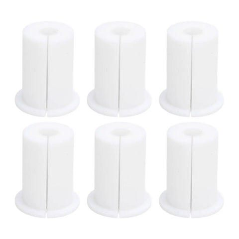 Six Pack Premium Wall Grommets For Cables Featuring 1 Inch Holes, Great Silicone Routing Kit To Hide Rectangular Satellite And Ethernet Wires, Slap Clean Look For Your Tech Setup And Slash The Mess Today. Six white silicone cable grommets with 1-inch holes