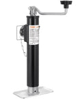 Heavy Duty 2000 Lb Trailer Jack With Weld On Pipe Mount Swivel Base 10 Inch Lift And Handle Ready For RV Horse Utility And Yacht Trailers Built With Durable Steel For Long Lasting Tough Use, black steel jack with crank handle