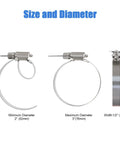 10 Pack Stainless Steel Hose Clamps 2 To 3 Inches Adjustable Worm Gear Thumb Screw Key Type sizes and dimensions image