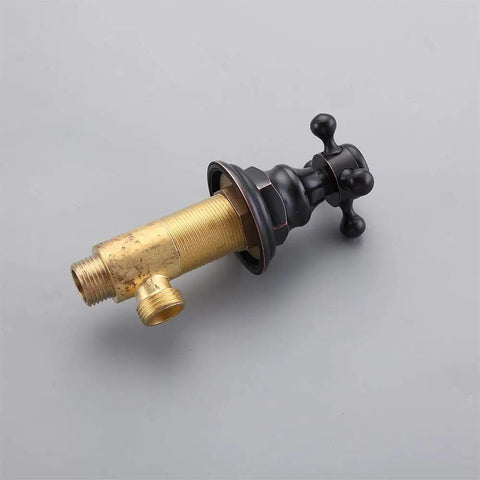 Antique black brass component of Five Hole Roman Tub Faucet With Hand Shower And Triple Cross Handles for classic bathroom