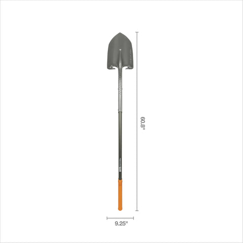 60-Inch Pro Garden Shovel For Digging, Heavy-Duty Steel Spade With Straight Handle, displayed against white background