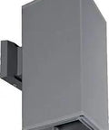 Outdoor Square Sconce Light Gray Finish With 2x75W PAR30 Bulbs Exterior Grade Cast Aluminum Powder Coated For Weatherproof Wall Mount Downlighting On A Porch Patio Or Garden showcasing its sleek gray design and waterproof finish.