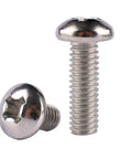Close-up of 1/4-20 x 1-1/4 Pan Head Phillips Machine Screw In 304 Stainless Steel, Fully Threaded, Corrosion-Resistant