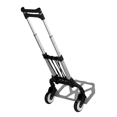 Foldable Aluminum Hand Truck Dolly With 165 Lb Capacity, Rugged Indoor Outdoor Trolley Cart With Rubber Wheels, Telescoping Handle