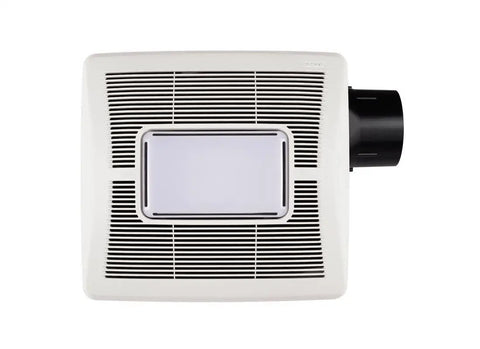 Ventilation Fan With Light For Bathroom, 70 CFM Quiet Exhaust, 2.0 Sones, White Painted Enamel, Front View, 100 Watt Bulb Compatible