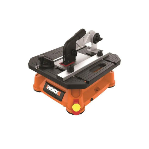 Lightweight Portable Table Saw Dishing Out Snappy Rip And Cross Cuts Without Breaking a Sweat Featuring Smooth Miter Glides in action.