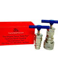 Image of a Pro Grade Hydraulic Quick Coupling Pressure Decompression Relief Tool One Quarter Inch 5675 Ag Pioneer Style with male and female couplings, red packaging visible.