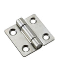 Small square damping hinge, 1.5-inch, silver metal with mounting plate and pin