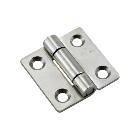 Small square damping hinge, 1.5-inch, silver metal with mounting plate and pin