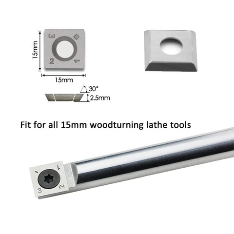 Amazon 15mm square carbide insert for woodturning, 15×15×2.5mm, 30° angle, 10 pcs for lathe tools