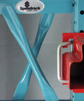 Industrial Pallet Rack Clips Box Of 10 Heavy Duty Steel Shelving Hardware To Secure Warehouse Inventory Easy Drop Install Locks Tight Keeps Everything Stackin Safe No Sweat On Busy Shop Floors Daily, view of blue steel frame with red clip.