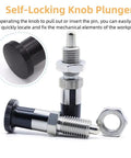 Heavy Duty Stainless Steel Ball Nose Spring Plunger, Self Locking Retractable Indexing Pin With M16 Thread, Pro Grade Push Fit Knob Tool showing knob and pin.