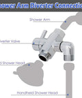 Easy Install Brass Shower Arm Diverter Valve For Handheld And Fixed Shower Heads G1/2 3 Way Universal Bathroom System Component Replacement Polished Chrome diagram
