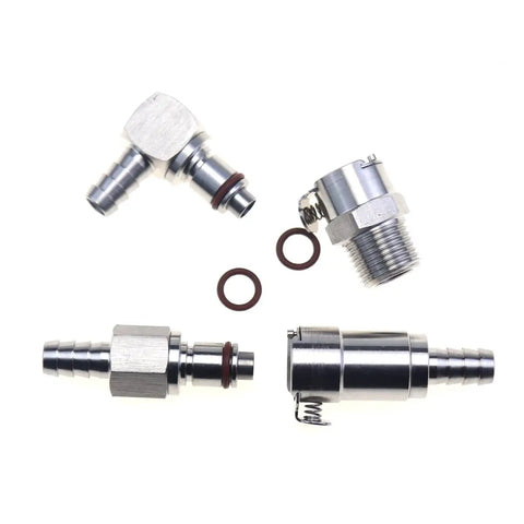 Four pieces of Five Sixteenth Inch Gas Fuel Line Quick Release Disconnect Kit Set, Heavy Duty 316 Stainless Steel With Viton O Rings