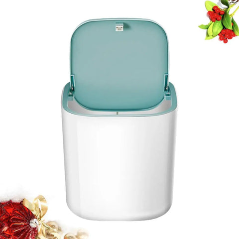 Knock Out Your Laundry Hustle With Slick Portable Mini Washing Machine featuring blue drum, opened lid for easy access.