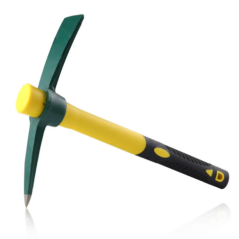 15 Inch Pick Mattock Hoe With Fiberglass Handle Heavy Duty Forged Weeding Tool for Digging and Gardening