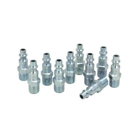Pack of ten Air Plug Quick Connect Fitting For Air Compressors M Style One Quarter Inch MNPT Built To Last Heavy Duty Steel
