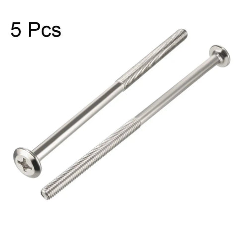 Heavy Duty M6x120mm Phillips Head Furniture Screws 58mm Thread Length Nickel Plated Carbon Steel For Wood Cabinets And DIY Projects 5 Pack