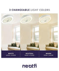 Bladeless Flush Mounted Ceiling Fan With Light And Remote Control Cool 3 Speed Settings Three Adjustable LED Color Modes