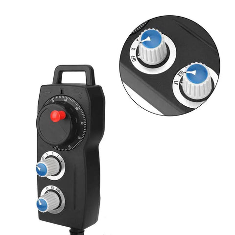 4 Axis CNC Handwheel Pulse Generator 5V 100PPR Electronic Handheld Controller Pulse Encoder For Engraving Milling Lathe With X Y Z Coordinate Select And Return To Origin, black handheld unit