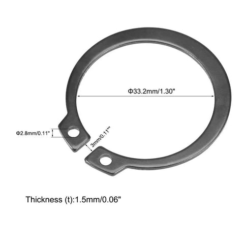 External Circlip Retaining Ring Set for Shafts, 40mm Outer Diameter, 33.2mm Inner, 1.5mm Thick, 2.8mm Hole by Uxcell