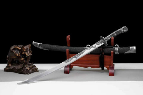 Hand Forged Qing Dynasty Dao Sword With High Manganese Steel Blade And Alloy Fittings Wood Scabbard Wrapped In Faux Leather