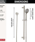 Slide Bar Handheld Shower With Hose In Brushed Nickel, Detachable Shower Head, Stainless 51361-SS dimensions and details