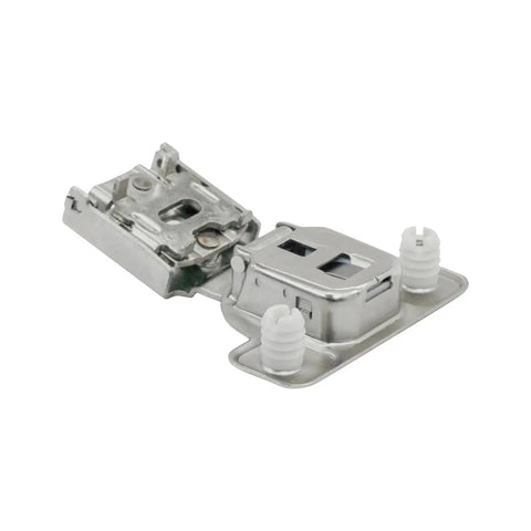 106 Degree Soft Close Press-In Face Frame Cabinet Hinge With 1/2 Inch Overlay in silver, 45mm spacing, easy install display