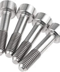 Top Tier Four Piece Titanium Hex Head Bolts For Bike Hardware M5x23mm Socket Cap Screws in silver finish, ideal for bicycle use.