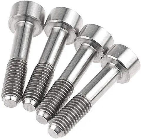Top Tier Four Piece Titanium Hex Head Bolts For Bike Hardware M5x23mm Socket Cap Screws in silver finish, ideal for bicycle use.