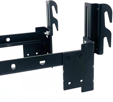 Heavy Duty Rock Solid Hook On Bed Frame Conversion Bracket Kit With Quick Install Hardware showing black steel brackets for headboard.