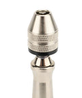 Close-up of Needle Nose Hand Drill Kit With PCB Mini Drill Bits chuck, aluminum alloy, for resin, clay, wood, and CNC projects.