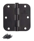 Oil Rubbed Bronze Interior Door Hinges 3.5 Inch with Five Eighths Inch Radius Corners Black Finish 12 Pack Durable Plain Bearing Hardware