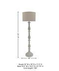 Bernadate Cottage Candlestick Floor Lamp, 61 Inch Tall, 3 Way Switch, Whitewashed Cast Resin Base With White Fabric Drum Shade.