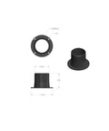 Two And A Half Inch Flanged Inlet Dust Collection Fitting with Rugged ABS Plastic, front and side views with dimensions.