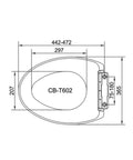 Next Gen Streamline V Shape Bidet Toilet Seat Featuring Smooth Soft Close Lid And Foolproof Setup Along With Slick Quick Release Covers For Serious Comfort And Easy Peasy Cleanup dimensions drawing with measurements.