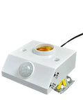 PIR Motion Sensor E27 LED Lamp Base Adapter With Light Control Switch 85V 265V Input 100W Capacity Easy Install No Fuss Setup Bulb Socket, white