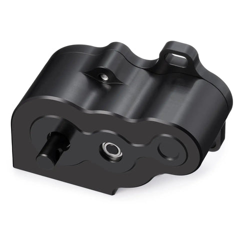 Black Aluminum LCG Transmission Complete Gearbox for AXIAL SCX10 RC Crawler, low gravity upgrade part, angled view