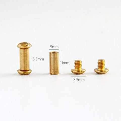 10 Pieces Brass Knife Handle Rivets Set For 5mm Holes With Round Head Hex Bolts Pins Screws Locks for DIY knife making and custom builds